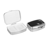 kwmobile Small Pill Box Set 2in1-2X Stainless Steel and Plastic Pill Organizer - Protective Case with 2 Compartments - Boxes for Medicines and Pills
