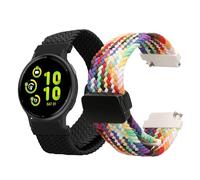 kwmobile Smartwatch Strap Compatible with Garmin vivoactive 5 / active 5 Straps - 2x Nylon Replacement Band - Black/Multicolor