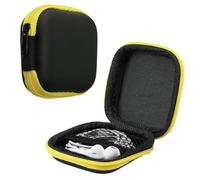 kwmobile Square Carrying Case for Earphones - Portable Storage Bag Pouch for Headphones Earbuds Small Objects with Zipper - Yellow/Black