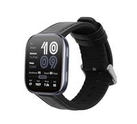 kwmobile Strap Compatible with Amazfit Bip 6 Strap - Silicone and Leather Sport Wristband - Black