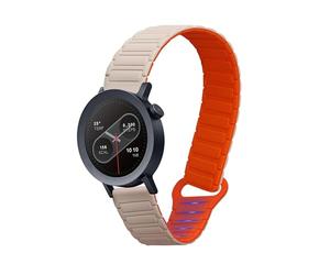 kwmobile Strap Compatible with CMF Watch Pro 2 / Watch Pro 1 - Silicone Magnetic Closure - 14-22 cm - Beige/Orange