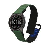 kwmobile Strap Compatible with Garmin Fenix 8 43mm / Fenix 7S / 7S Pro / 7S Solor/Instinct 2S - Silicone Magnetic Closure - 14-22 cm - Dark Green/Black