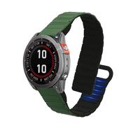 kwmobile Strap Compatible with Garmin Fenix 8 47mm / Fenix E 47mm / Fenix 7/7 Pro/EPIX 2 - Silicone Magnetic Closure - 14-22 cm - Dark Green/Black
