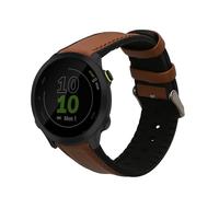 kwmobile Strap Compatible with Garmin Forerunner 55 / Forerunner 165/245 / 645/570 42mm Strap - Silicone and Leather Sport Wristband - Brown/Black
