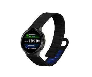 kwmobile Strap Compatible with Garmin Venu 3S / Venu 2S / vivoactive 4S / Forerunner 265S 255S - Silicone Magnetic Closure - 14-22 cm - Black