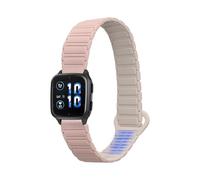 kwmobile Strap Compatible with Garmin Venu Sq 2 Music/Sq 2 - Silicone Magnetic Closure - 14-22 cm - Dusty Pink/Beige