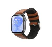 kwmobile Strap Compatible with Huawei Watch Fit 3 / Fit 4 Strap - Silicone and Leather Sport Wristband - Brown/Black
