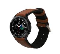 kwmobile Strap Compatible with Samsung Galaxy Watch 4/5 / 6 Galaxy Watch 7 / FE Strap - Silicone and Leather Sport Wristband - Brown/Black