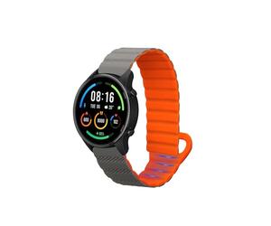 kwmobile Strap Compatible with Xiaomi Mi Watch Color Sport / S1 Active - Silicone Magnetic Closure - 14-22 cm - Grey/Orange