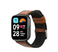 kwmobile Strap Compatible with Xiaomi Redmi Watch 3 Active/Redmi Watch 3 Lite Strap - Silicone and Leather Sport Wristband - Brown/Black