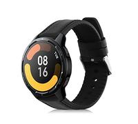 kwmobile Strap Compatible with Xiaomi Watch S4 / S4 Sport / S3 / S2 / Watch S1 Active/Watch 5 Active Strap - Silicone and Leather Sport Wristband - Black