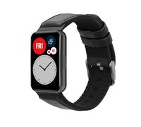 kwmobile Strap for Huawei Watch Fit 2 Watch Strap - Silicone and Leather Replacement Watch Band - Sport Wristband - Black