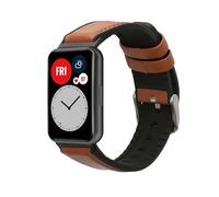 kwmobile Strap for Huawei Watch Fit 2 Watch Strap - Silicone and Leather Replacement Watch Band - Sport Wristband - Brown/Black