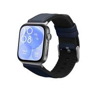 kwmobile Strap for Huawei Watch Fit 3 / Fit 4 Watch Strap - Silicone and Leather Replacement Watch Band - Sport Wristband - Dark Blue