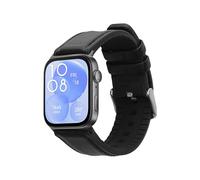 kwmobile Strap for Huawei Watch Fit 3 / Fit 4 Watch Strap - Silicone and Leather Replacement Watch Band - Sport Wristband - Black