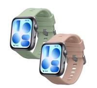 kwmobile Strap for Huawei Watch Fit 5 / Watch Fit 5 Pro Watch Strap - Silicone Replacement Watch Band - Pastel Green/Dusty Pink
