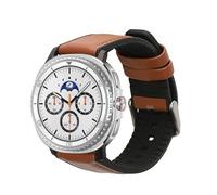 kwmobile Strap for Samsung Galaxy Watch 8 Galaxy/Galaxy Watch 8 Classic 46mm Watch Strap - Silicone and Leather Replacement Watch Band - Sport Wristband - Brown/Black