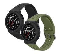 kwmobile Straps Compatible with Amazfit Active Edge (A2212) Straps - 2x Replacement Silicone Watch Bands - Smartwatch or Fitness Tracker - Black/Dark Green