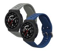 kwmobile Straps Compatible with Amazfit Active Edge (A2212) Straps - 2x Replacement Silicone Watch Bands - Smartwatch or Fitness Tracker - Dark Blue/Grey