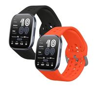 kwmobile Straps Compatible with Amazfit Bip 6 Straps - 2x Replacement Silicone Watch Bands - Smartwatch or Fitness Tracker - Black/Orange