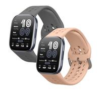 kwmobile Straps Compatible with Amazfit Bip 6 Straps - 2x Replacement Silicone Watch Bands - Smartwatch or Fitness Tracker - Dark Grey/Dusty Pink