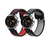kwmobile Straps Compatible with Blackview X1 Smartwatch Straps - 2x Replacement Silicone Watch Bands - Smartwatch or Fitness Tracker - Black/Red/Black/Grey