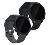 kwmobile Straps Compatible with Garmin Forerunner 55 Straps - 2x Replacement Silicone Watch Bands - Smartwatch or Fitness Tracker - Black/Grey