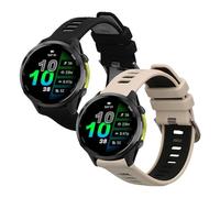 kwmobile Straps Compatible with Garmin Forerunner 970 / Forerunner 570 47mm / Venu 3 Straps - 2x Replacement Silicone Watch Bands - Smartwatch or Fitness Tracker - Beige/Black