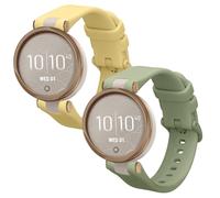 kwmobile Straps Compatible with Garmin Lily Sport Straps - 2x Replacement Silicone Watch Bands - Smartwatch or Fitness Tracker - Pastel Green/Pastel Yellow