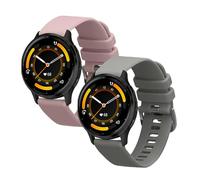 kwmobile Straps Compatible with Garmin Venu 3 Straps - 2x Replacement Silicone Watch Bands - Smartwatch or Fitness Tracker - Grey/Lavender