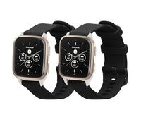 kwmobile Straps Compatible with Garmin Venu Sq 2 Music/Sq 2 / Vivoactive 6 / Vivoactive 5 Straps - 2x Replacement Silicone Watch Bands - Smartwatch or Fitness Tracker - Black/Black