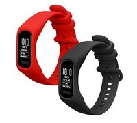 kwmobile Straps Compatible with Garmin vivosmart 5 / Smart 5 Straps - 2x Replacement Silicone Watch Bands - Smartwatch or Fitness Tracker - Black/Red