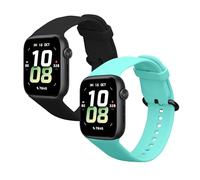 kwmobile Straps Compatible with HONOR Watch 5 (STL-L19) Straps - 2x Replacement Silicone Watch Bands - Smartwatch or Fitness Tracker - Black/Mint
