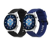kwmobile Straps Compatible with HONOR Watch GS 3 Straps - 2x Replacement Silicone Watch Bands - Smartwatch or Fitness Tracker - Black/Dark Blue