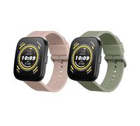 kwmobile Straps Compatible with Huami 22mm Amazfit Bip 6 / Bip 5 Unity/Bip 5 / GTS 3 / Balance 2 / Helio Strap Straps - 2x Replacement Silicone Watch Bands - Fitness Tracker - Pastel Green/Pink