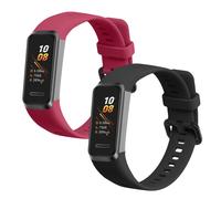 kwmobile Straps Compatible with Huawei Band 4 Straps - 2x Replacement Silicone Watch Bands - Smartwatch or Fitness Tracker - Black/Bordeaux