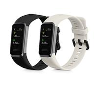 kwmobile Straps Compatible with Huawei Band 4 Straps - 2x Replacement Silicone Watch Bands - Smartwatch or Fitness Tracker - Black/White