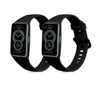 kwmobile Straps Compatible with Huawei Band 6 & 6 Pro/Honor Band 7 & 6 Straps - 2x Replacement Silicone Watch Bands - Smartwatch or Fitness Tracker - Black