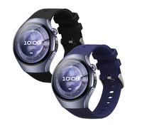 kwmobile Straps Compatible with Huawei Watch 5 46mm Straps - 2x Replacement Silicone Watch Bands - Smartwatch or Fitness Tracker - Black/Dark Blue