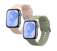 kwmobile Straps Compatible with Huawei Watch Fit 3 / Fit 4 Straps - 2x Replacement Silicone Watch Bands - Smartwatch or Fitness Tracker - Pastel Green/Dusty Pink