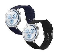 kwmobile Straps Compatible with Huawei Watch GT5 46mm / GT5 Pro 46mm Straps - 2x Replacement Silicone Watch Bands - Smartwatch or Fitness Tracker - Black/Dark Blue