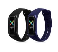 kwmobile Straps Compatible with Oppo Band Sport Straps - 2x Replacement Silicone Watch Bands - Smartwatch or Fitness Tracker - Black/Dark Blue