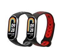 kwmobile Straps Compatible with Xiaomi Mi Band 10 / Mi Band 9/8 Straps - 2x Replacement Silicone Watch Bands - Smartwatch or Fitness Tracker - Black/Grey/Black/Red