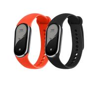 kwmobile Straps Compatible with Xiaomi Mi Band 10 / Mi Band 9/8 Straps - 2x Replacement Silicone Watch Bands - Smartwatch or Fitness Tracker - Black/Orange