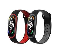 kwmobile Straps Compatible with Xiaomi Mi Band 7 / Band 6 / Band 5 Straps - 2x Replacement Silicone Watch Bands - Smartwatch or Fitness Tracker - Black/Dark Green