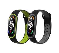 kwmobile Straps Compatible with Xiaomi Mi Band 7 / Band 6 / Band 5 Straps - 2x Replacement Silicone Watch Bands - Smartwatch or Fitness Tracker - Black/Dark Green