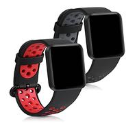 kwmobile Straps Compatible with Xiaomi Mi Watch Lite/Redmi Watch Straps - 2x Replacement Silicone Watch Bands - Smartwatch or Fitness Tracker - Black/Red/Black/Grey