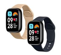 kwmobile Straps Compatible with Xiaomi Redmi Watch 3 Active Straps - 2x Replacement Silicone Watch Bands - Smartwatch or Fitness Tracker - Dark Blue/Dusty Pink