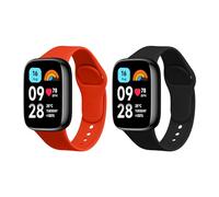 kwmobile Straps Compatible with Xiaomi Redmi Watch 3 Active Straps - 2x Replacement Silicone Watch Bands - Smartwatch or Fitness Tracker - Black/Orange