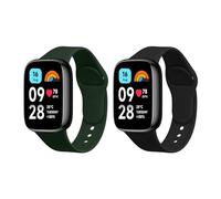 kwmobile Straps Compatible with Xiaomi Redmi Watch 3 Active Straps - 2x Replacement Silicone Watch Bands - Smartwatch or Fitness Tracker - Black/Dark Green